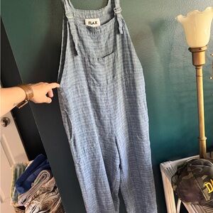 Linen Flax Blue Women's Jumpsuit
